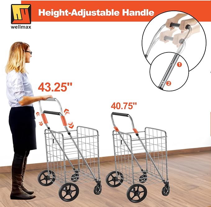 Wellmax Folding Grocery Cart - Image 2