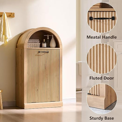 Arched Tilt-Out Trash Can Cabinet, Fluted 10 Gallon Trash Can Cabinet Set of 2 - Image 4