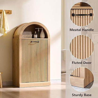 Arched Tilt-Out Trash Can Cabinet, Fluted 10 Gallon Trash Can - Image 3