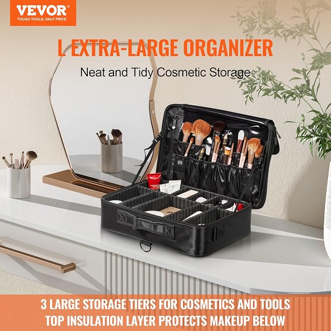 VEVOR Makeup Train Case Professional Makeup Storage Organizer Box Make Up - Image 2