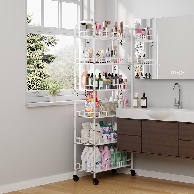 6 Tier Slim Rolling Storage Cart - Image 9