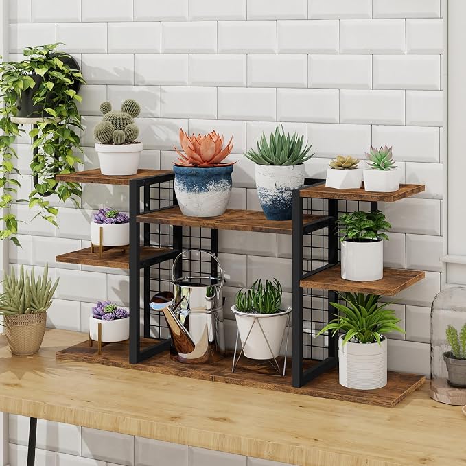 ELITEROO Desktop Shelf Organizer, 4-Tier Wooden Desk Bookshelf, Small Tabletop - Image 8
