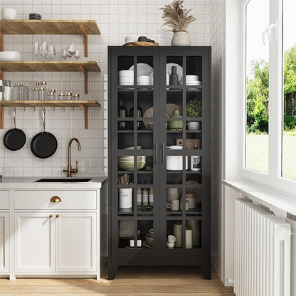 COFaR 71" Black Metal Pantry Cabinet - Image 3