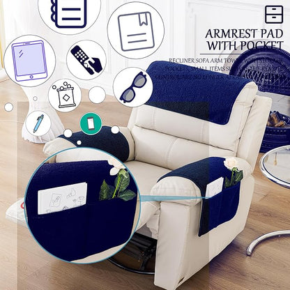 Armrest Cover, Recliner Chair Protector, Furniture Protector Slip, Side Storage - Image 3