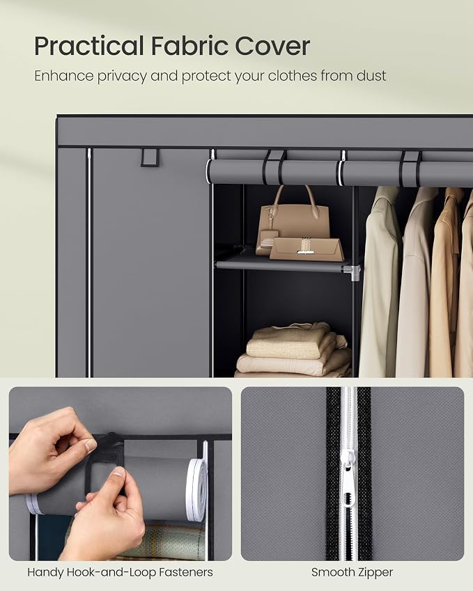 SONGMICS Portable Closet, 51.2 Inch Large Capacity Wardrobe Closet Organizer - Image 5