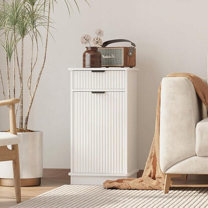 White Tilt Out Laundry Hamper Cabinet Hidden Laundry Hamper Cabinet - Image 3