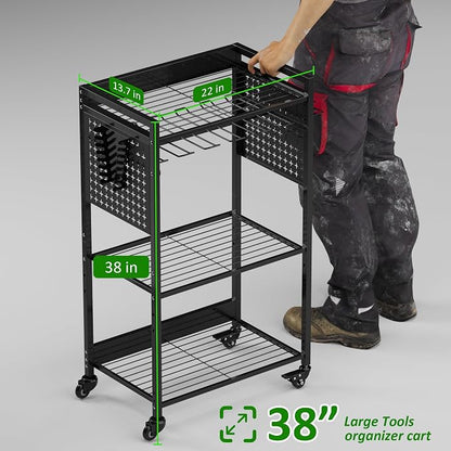 Power Tool Organizer Cart, Rolling Tool Drills Holders Storage Rack on Wheels - Image 4