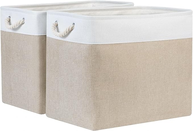Bidtakay Storage Baskets for Shelves 17x12x15 in Beige Clothes Bins Storage for by BidtakayBaskets