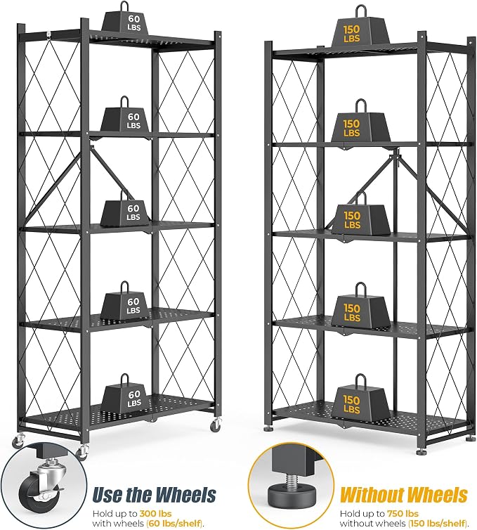 5-Tier Folding Metal Storage Rack - Image 4