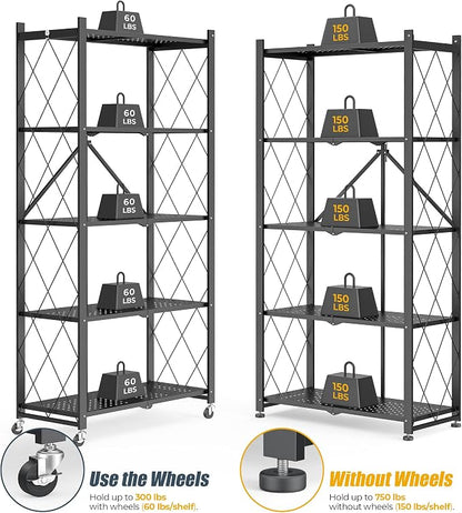 5-Tier Folding Metal Storage Rack - Image 4