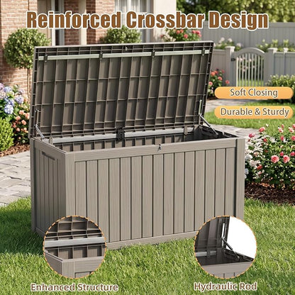 200 Gallon Outdoor Storage Box, Large Resin Deck Box, Waterproof Lockable - Image 3
