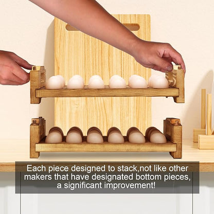 CVHOMEDECO. Wooden Egg Holder Countertop Fresh Egg Holders Firewood Egg - Image 5