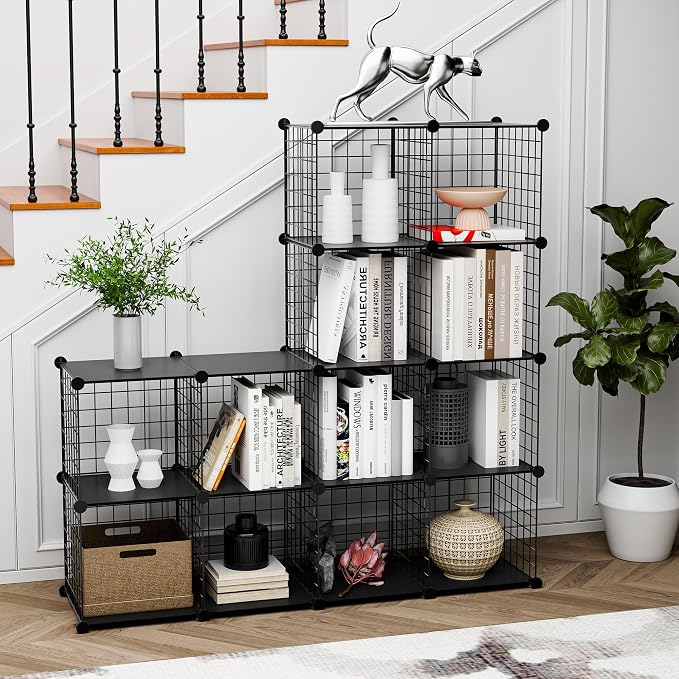 TUMUCUTE Wire Cube Storage Organizer, 12-Cube Metal Storage Shelves Bookshelf - Image 6