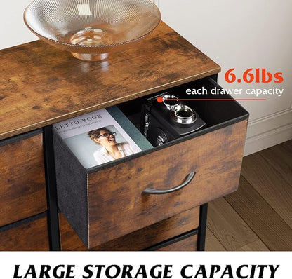 WLIVE Dresser for Bedroom with 6 Drawers, Rustic Brown Wood Grain Print | - Image 5