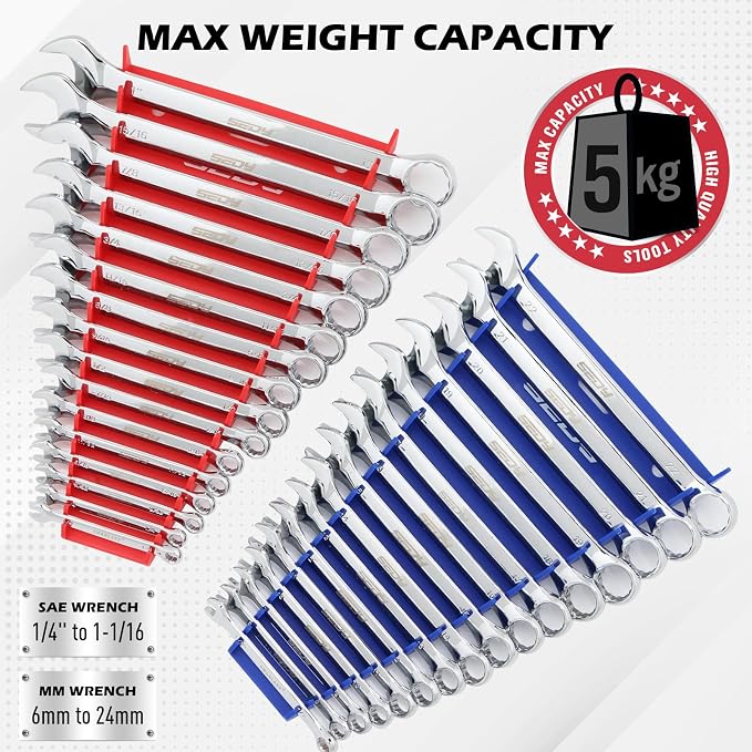 2-Pack Magnetic Wrench Organizer, 32-Slot Premium Wrench Rack Holder Tool Trays - Image 4