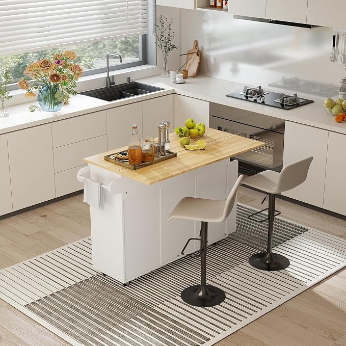 YOURLITE Kitchen Islands with Wheels, Home Bar Table with Spice Rack & with - Image 6