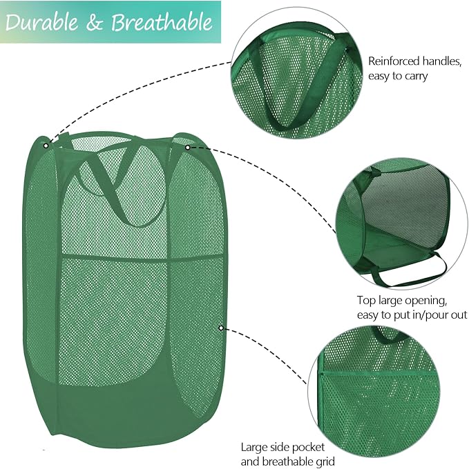BATTOO Deluxe Strong Mesh Pop up Laundry Hamper Basket - Image 5