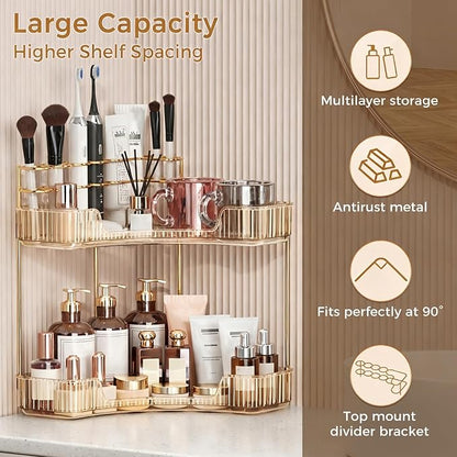BEFSOP Corner Bathroom Counter Organizer, Upgraded 2-Tier Makeup Organizer - Image 5