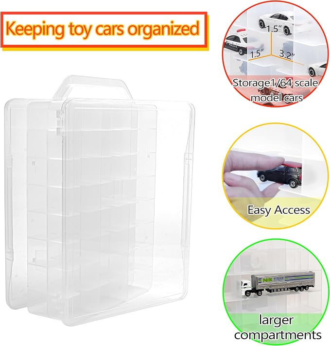 YYDS 48-Car Storage Case with Handle, Double-Sided Organizer - Image 5