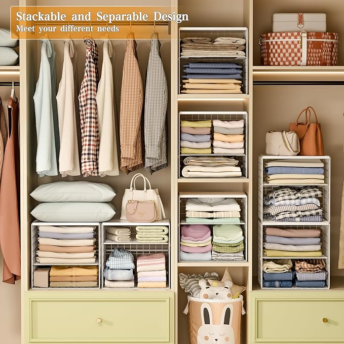 Huxitocan 4-Tier Stackable Closet Organizers and Storage Shelves, Closet - Image 8