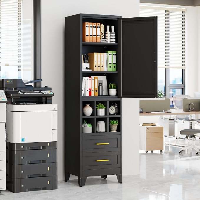 Tall Metal Narrow Storage Cabinet 67" H - Image 9