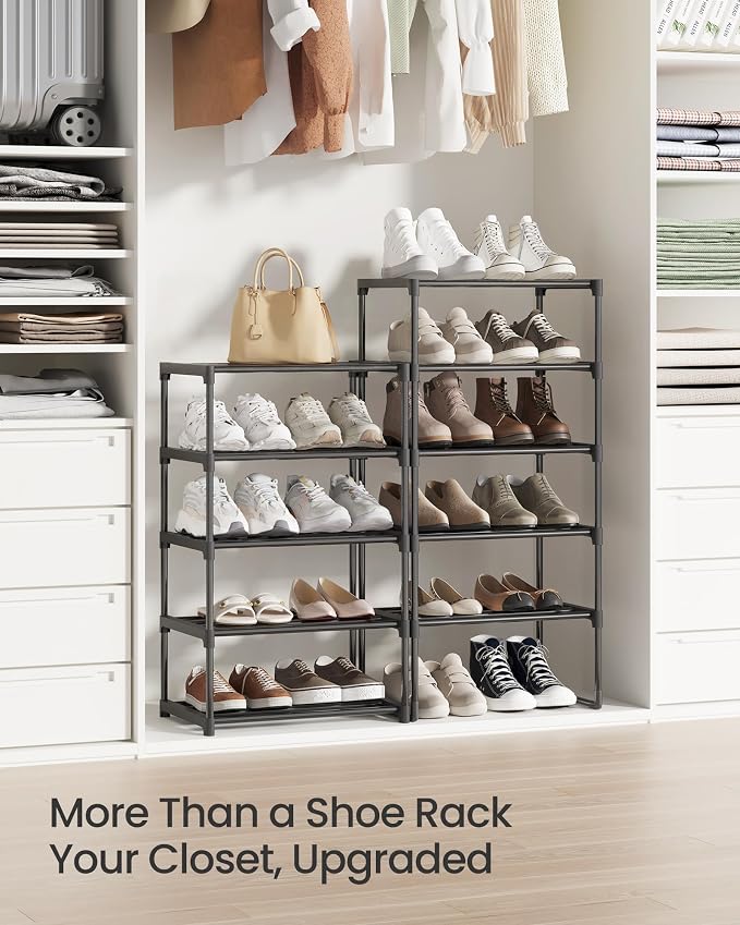 SONGMICS Shoe Rack, 10-Tier Shoe Organizer, Metal Storage Shelf, Upright or - Image 8
