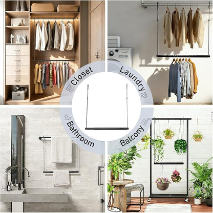 Hanging Closet Rod Extenders, Adjustable Width and Height Closet Extender - Image 8