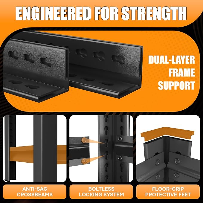 71''H Garage Shelving Heavy Duty 5-Tier Adjustable Storage Shelves Unit - Image 4