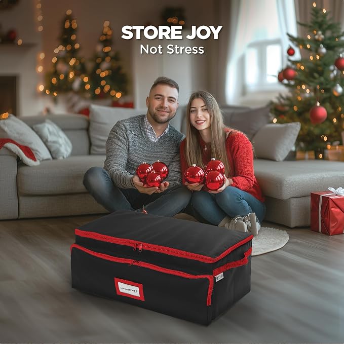 Premium Christmas Ornament Storage Box – Holds up to 72-3” Ornaments + 6 Side - Image 2