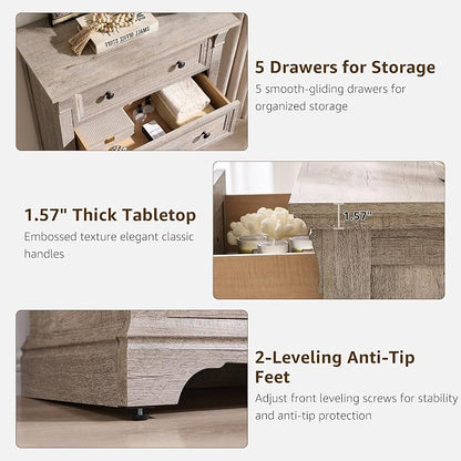 T4TREAM Farmhouse 5 Drawers Dresser - Image 5