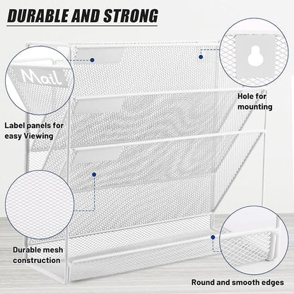 EASEPRES Desk File Organizer Mesh 4-Tier, Hanging Wall Mount Document - Image 3