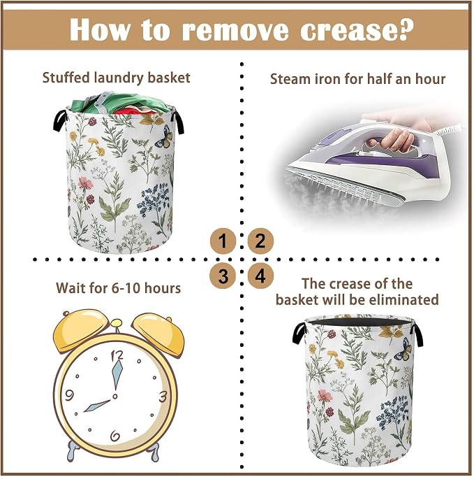 Beautiful Floral Laundry Hamper, Collapsible Laundry Baskets, Flowers Butterfly - Image 6