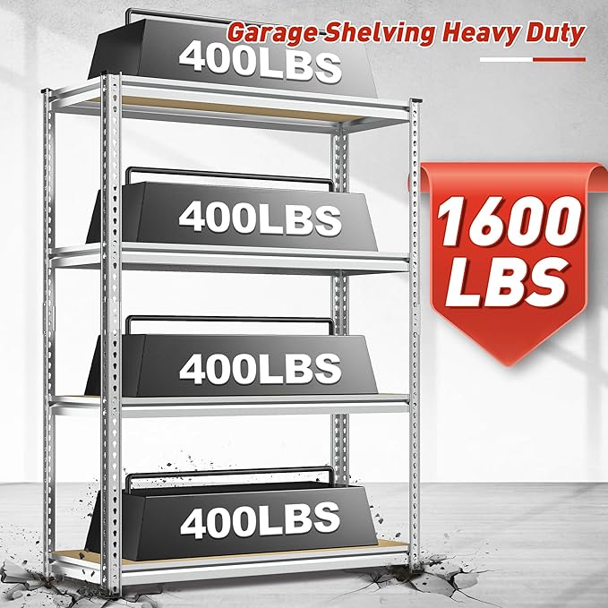 REIBII Storage Shelves Adjustable Metal Shelving 1600LBS Garage Shelves - Image 3