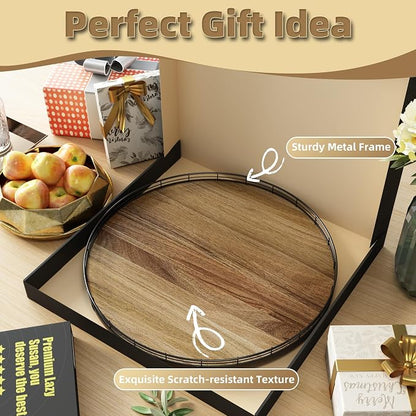 Acacia Wood 21" Lazy Susan Turntable Organizer - Image 6