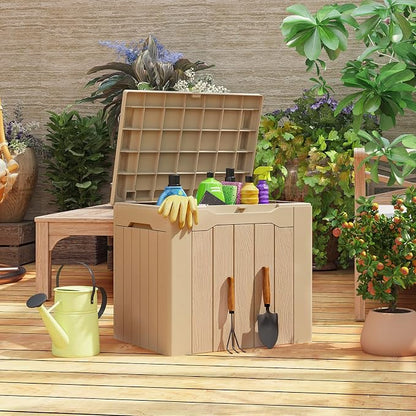 Patiolife 30 Gallon Resin Deck Box, Small Outdoor Storage - Image 3