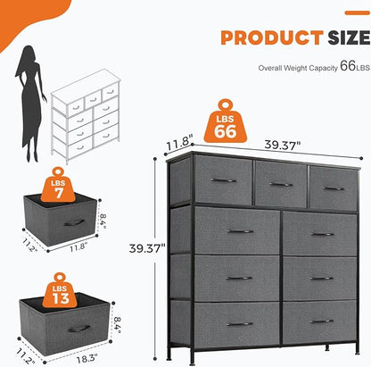 Sweetcrispy 9-Drawer Fabric Dresser Storage Tower - Image 3