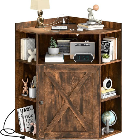 Corner Storage Cabinet, Farmhouse Corner Bookshelf by Halitaa