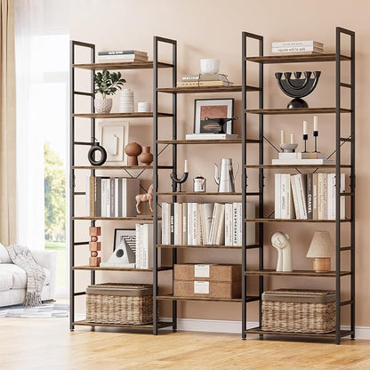 NUMENN Triple Column 6 Tier Bookshelf, Bookcase by NUMENN