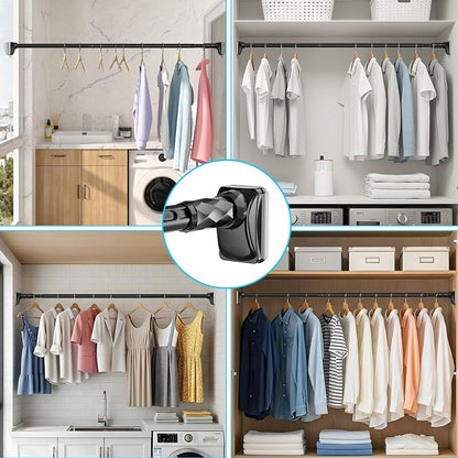 Black Closet Rods For Hanging Clothes, 41-67 In heavy duty tension rod | - Image 7
