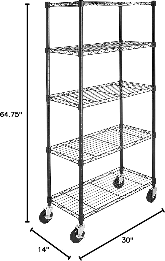 Amazon Basics 5-Shelf Adjustable, Heavy Duty Storage Shelving Unit on 4'' Wheel - Image 5