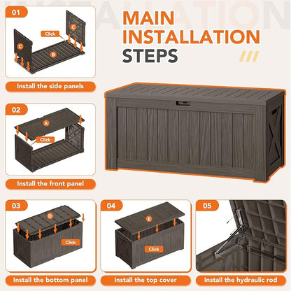 130 Gallon Deck Box Outdoor Indoor Waterproof Storage Box - Image 7