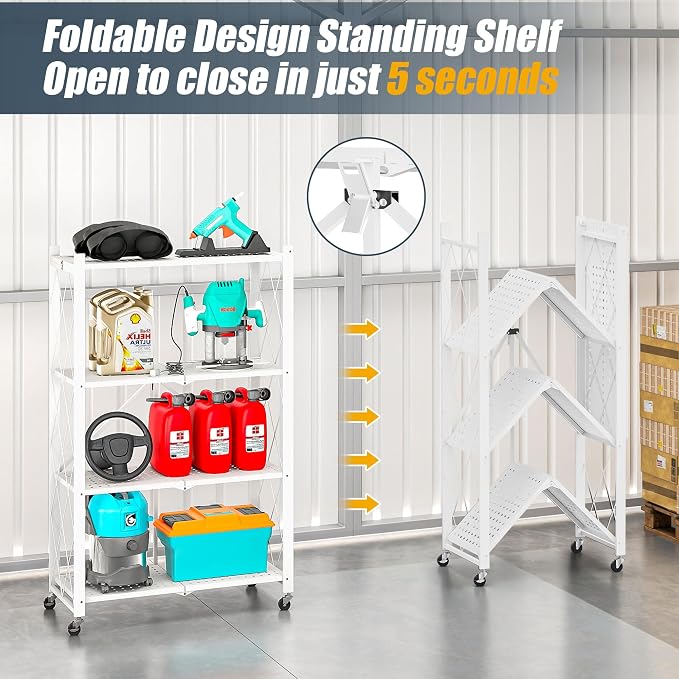 4-Tier Folding Metal Storage Rack - Image 6