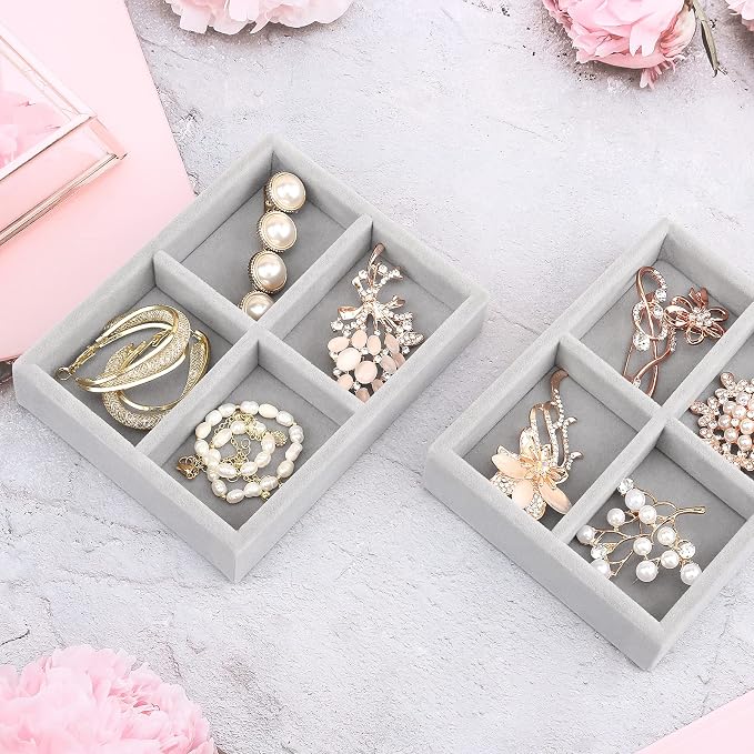 DesignSter Small Jewelry Tray, Velvet Jewelry Display Tray, Stackable Jewelry - Image 6