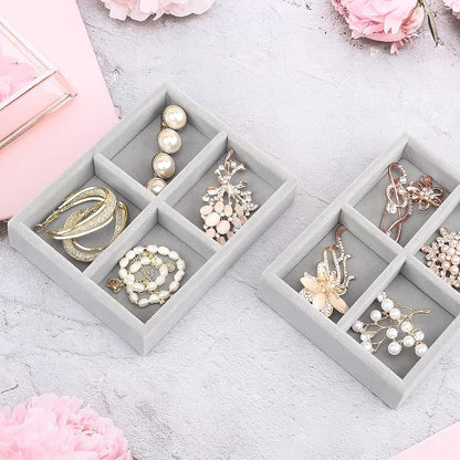 DesignSter Small Jewelry Tray, Velvet Jewelry Display Tray, Stackable Jewelry - Image 6