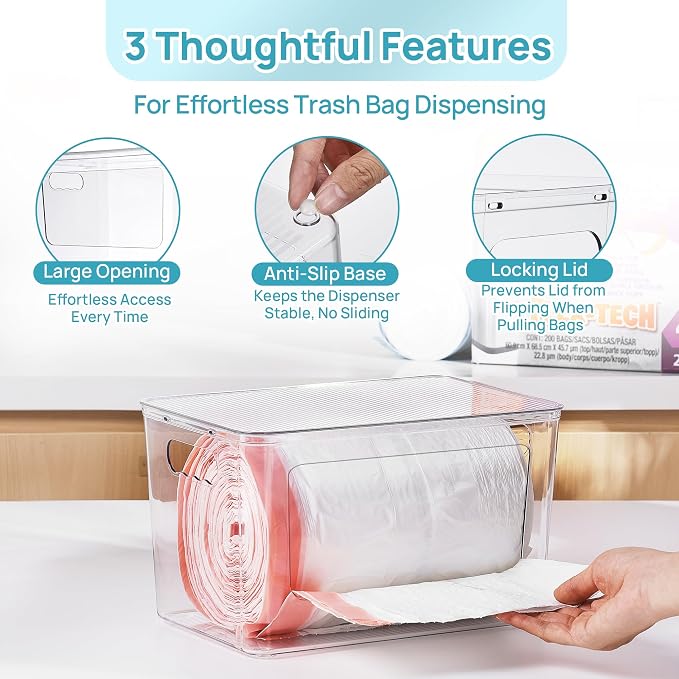 Vtopmart 2 Pack Clear Trash Bag Holder, Stackable Garbage Bag Dispenser | Trash - Image 3