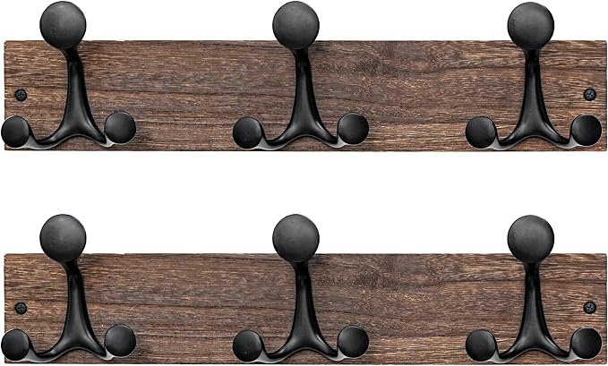SKOLOO 17-Inch Wood Burnt Coat Rack Wall Mount by SKOLOO