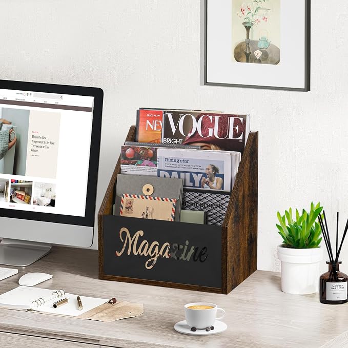 YINMIT Magazine Holder, Stepped 3 Tier Magazine Rack Floor | Magazine Storage - Image 2