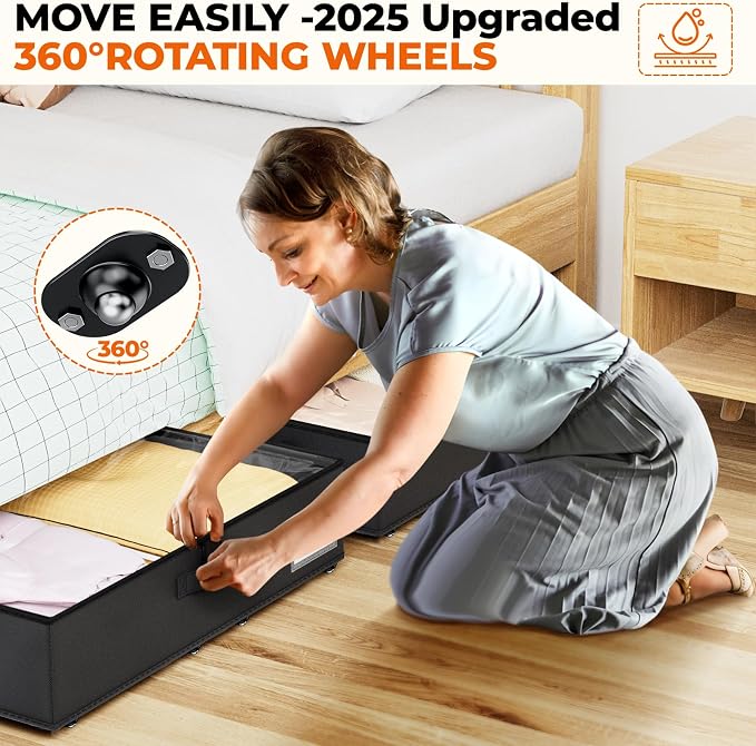 Underbed Storage with Wheels, 2 Pack Under Bed Storage Containers with Clear - Image 5