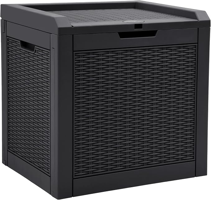 YITAHOME 32 Gallon Rattan Deck Box, Indoor Outdoor Storage Box - Image 9