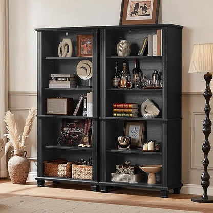 70" Tall Black Bookshelf, 5 Tier Wooden Book Shelf - Image 2